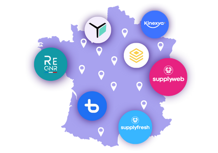 Carte de France représentant la gestion multi entrepôts avec le logiciel WMS Flowz