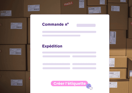 Logiciel WMS Flowz montrant une commande en cours d’expédition avec un curseur sur le bouton Créer l’étiquette