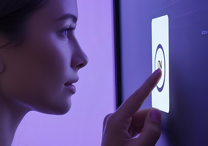 Personne cliquant sur un écran pour piloter le logiciel de gestion de site web Flowz