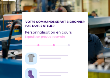 Illustration du suivi en temps réel d’une personnalisation de produit ou commande