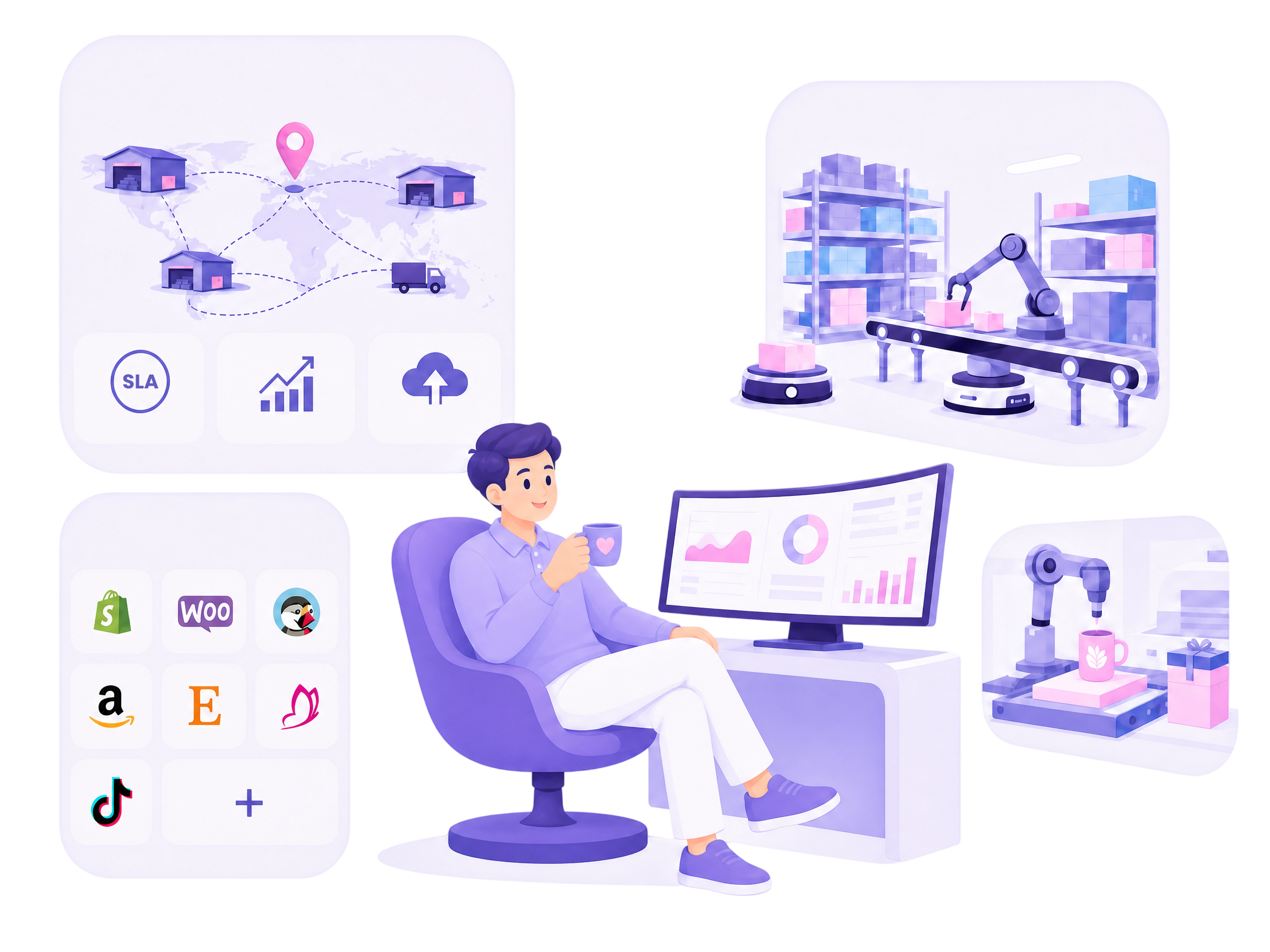 Illustration de la plateforme logistique Flowz